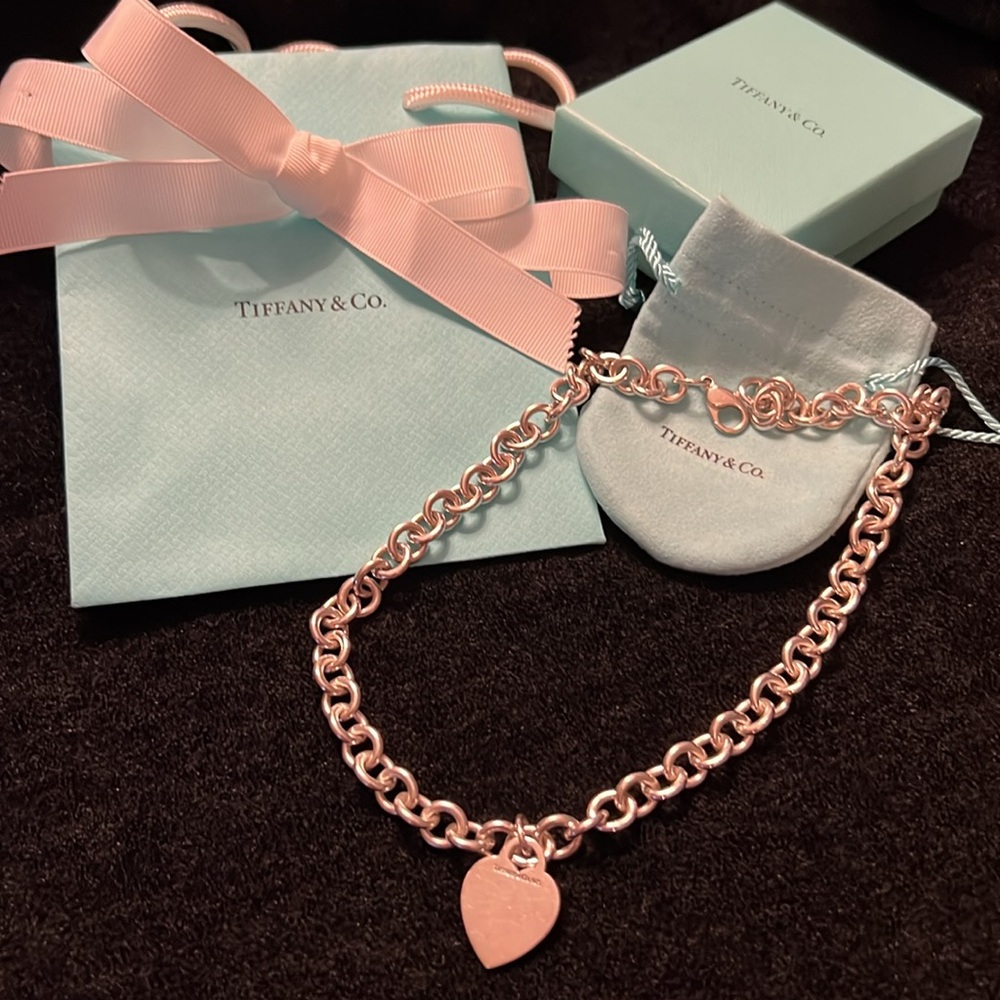 16“ Tiffany Heart Tag Choker Necklace